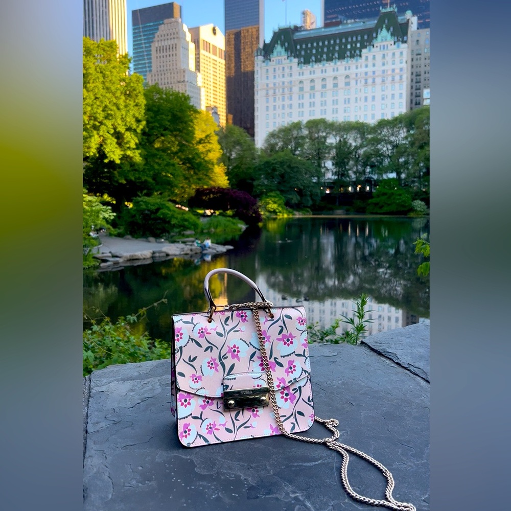 Furla leather crossbody pink color